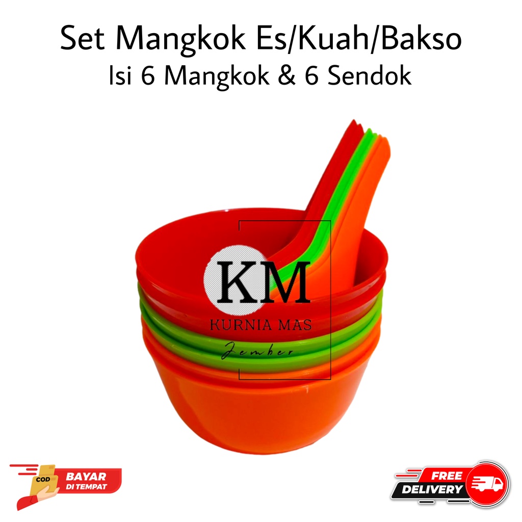 Set 6 Pcs Mangkok Bakso Plastik Dengan Sendok Mangkok Es Mangkok Plastik Lusinan Mangkok Kecil Prasm
