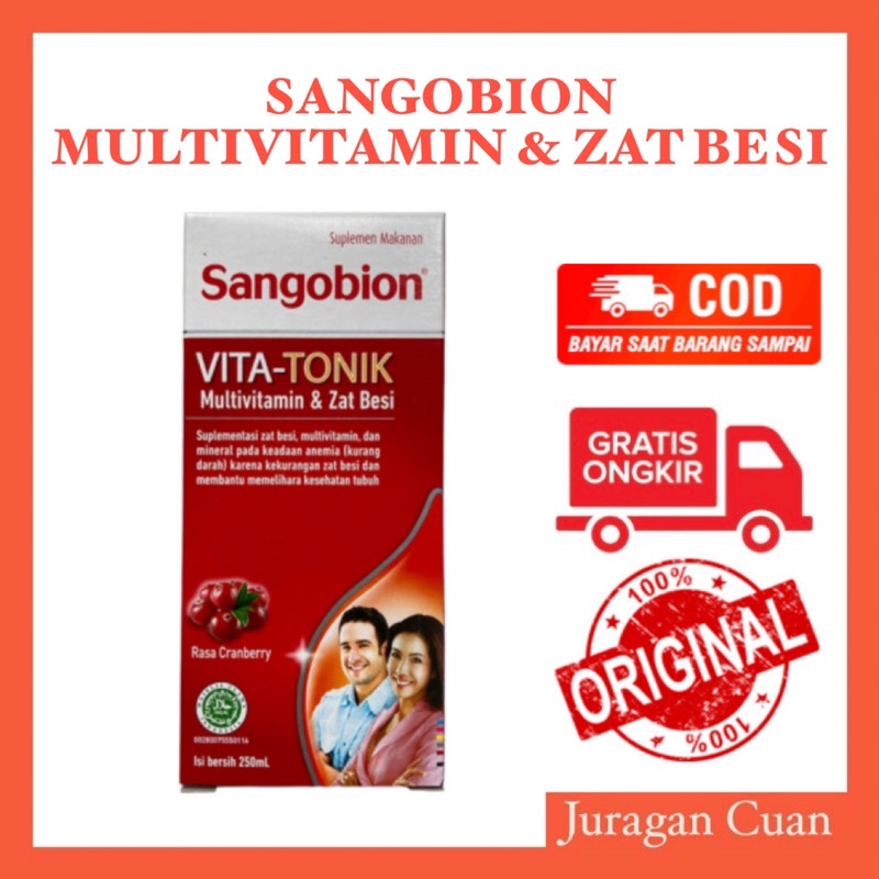 Jual SANGOBION VITA-TONIK 250ml MULTIVITAMIN DAN ZAT BESI | Shopee ...