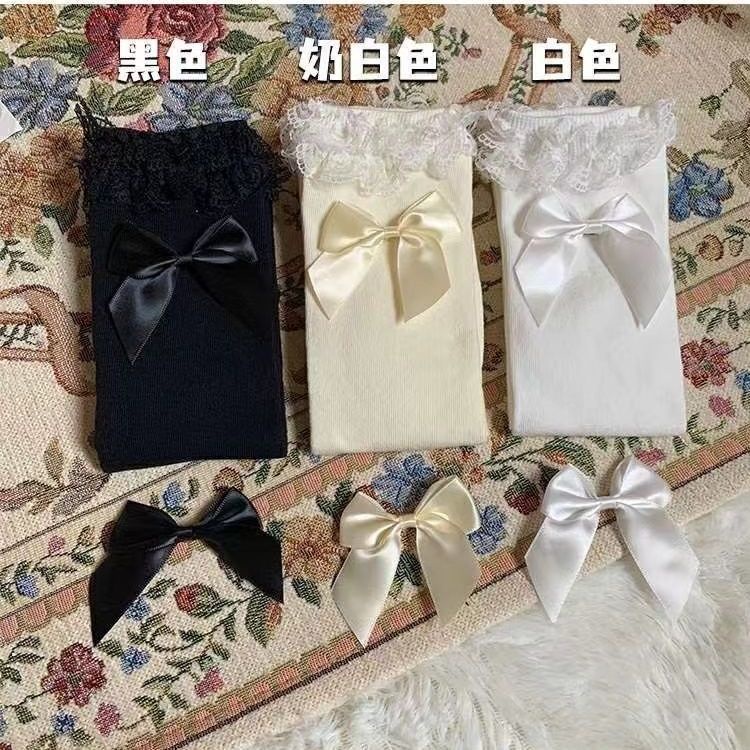 Busur renda Jepang setengah setengah betis kaus kaki wanita Lolita renda gadis lucu seratus gadis le