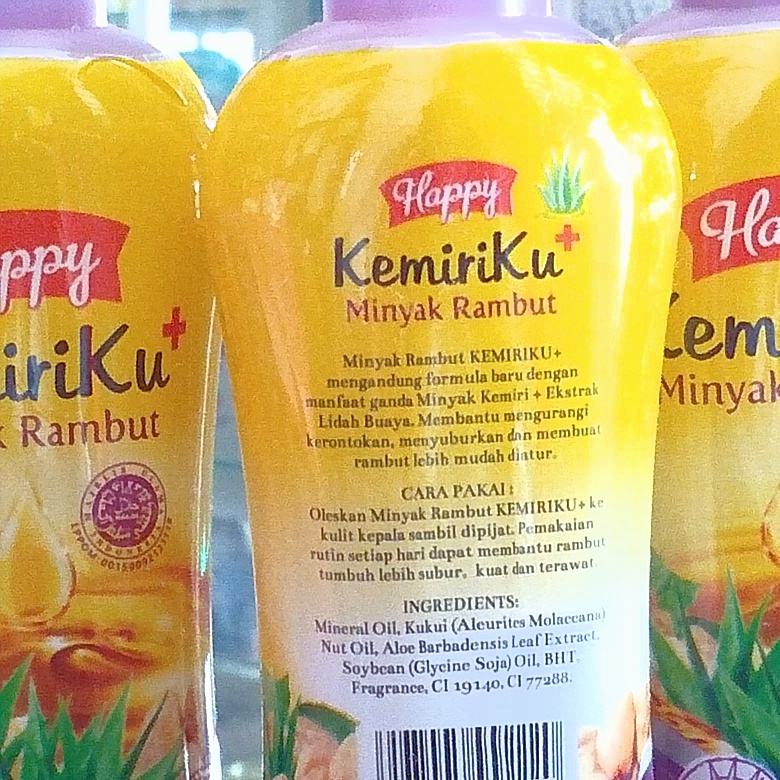 HAPPY KEMIRIKU MINYAK RAMBUT EKSTRAK LIDAH BUAYA happy kemiriku ungu