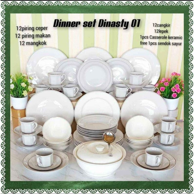 Paket Piring Dinner Set Dinasty Piring Set Putih