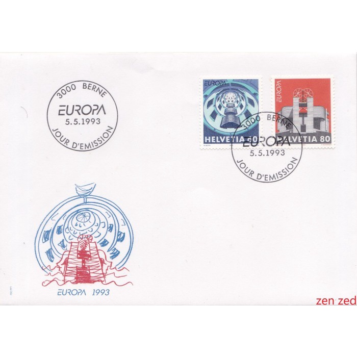 

A543 Prangko Swiss FDC 1993 EUROPA Stamps - Contemporary Art 1 Pcs