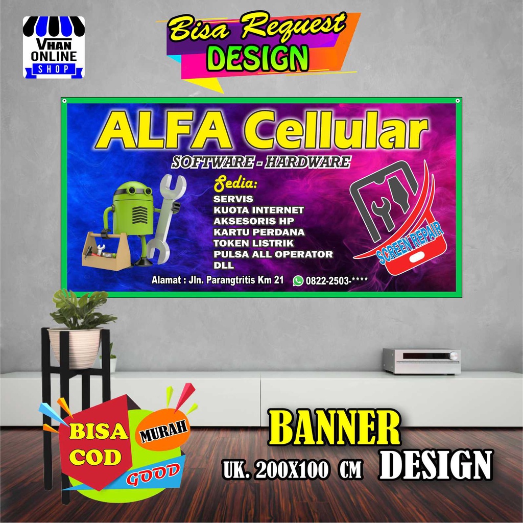 Spanduk Banner Service HP, Konter HP, Jasa Perbaikan HP, Keren