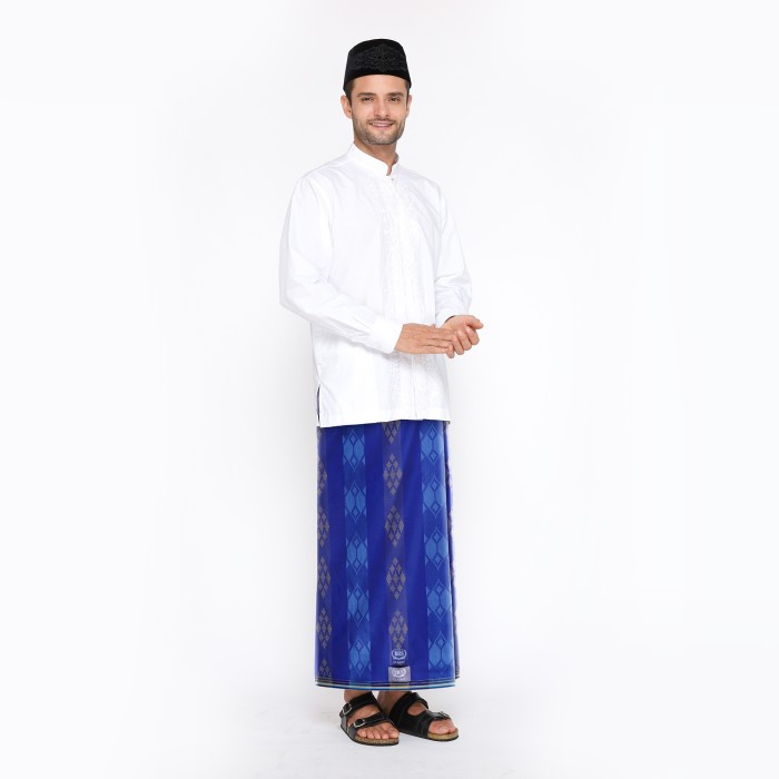 Sarung BHS Classic Silver Motif Kawung Dobby Biru
