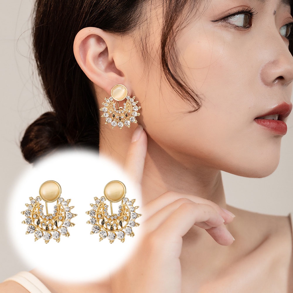 Opal Melubangi Berlian Berlian Angin Dingin High-end Niche Earrings