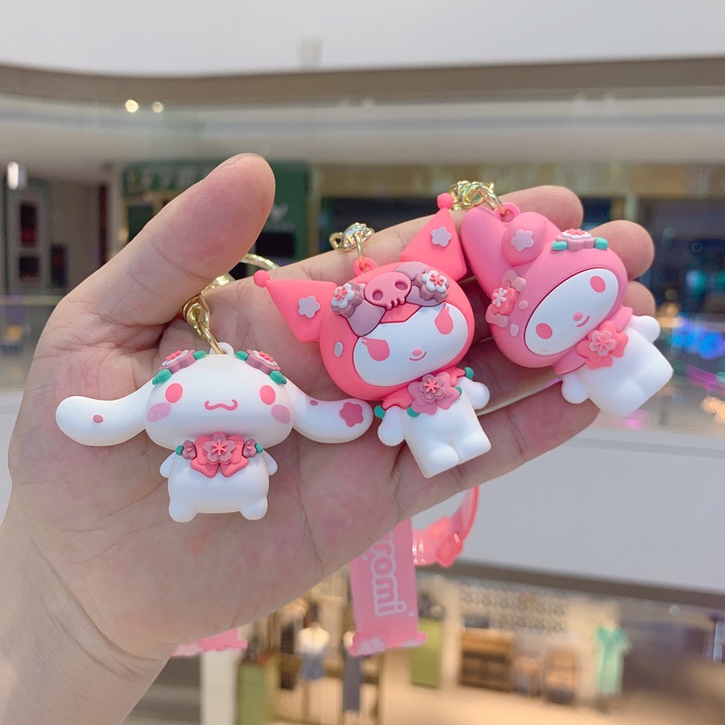 Gantungan Kunci Boneka Anime Sanrio Sakura Hello Kitty Kuromi Cinnamoroll Untuk Aksesoris Anak