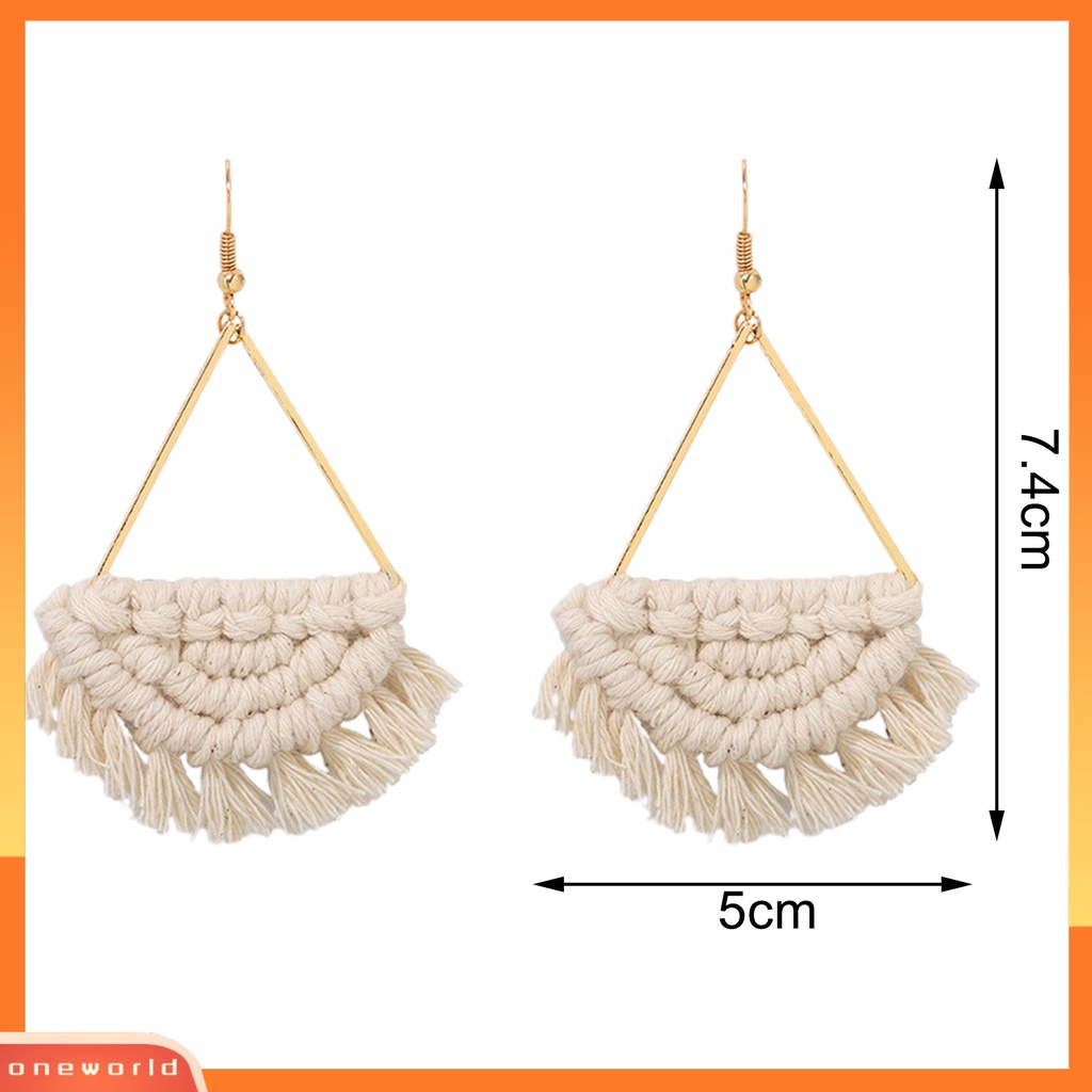 [WONE] 1pasang Anting Kait Gaya Bohemia Rumbai Bergigi Ringan Braided Hook Menjuntai Earrings Untuk Pantai