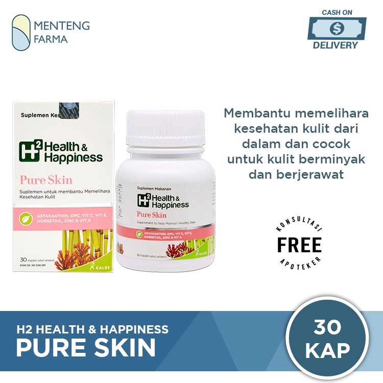 H2 Pure Skin 30 Kaplet - Suplemen Kesehatan Kulit Berjerawat