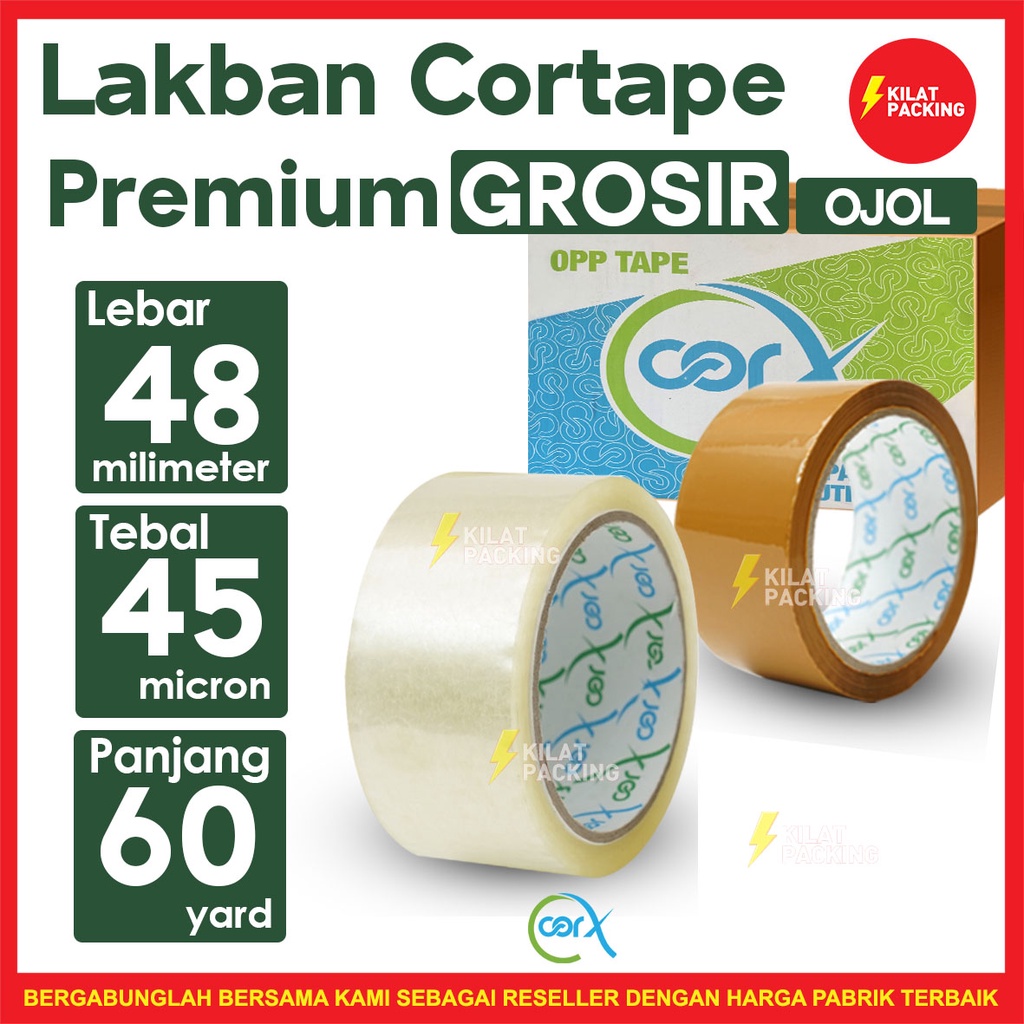 

LAKBAN COR X EKONOMIS 48MM X 60 YARD GOJEK/GRAB DUS MURAH