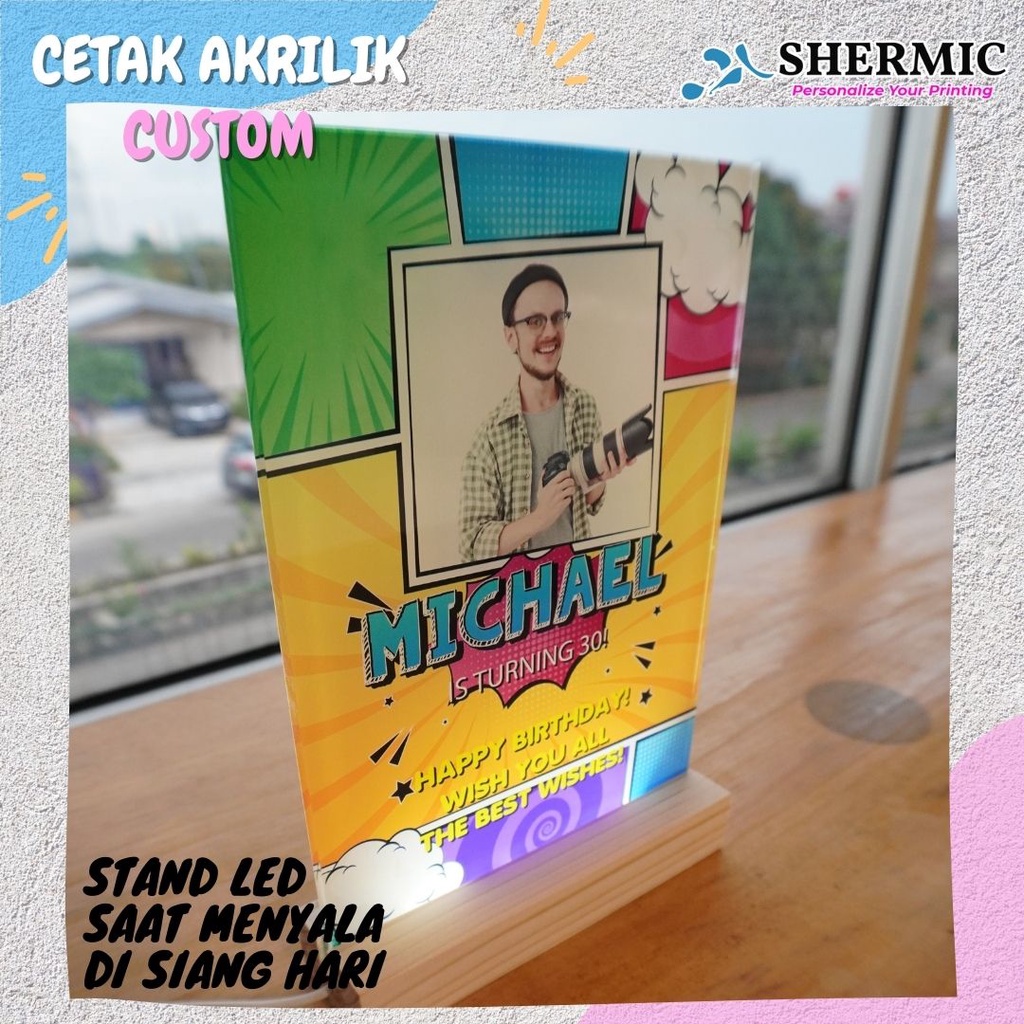 CETAK CUSTOM PRINT UV FRAME FOTO HIASAN DEKORASI ART AKRILIK ACRYLIC A5 ( Uk.15x21 Cm) Cetak LED Akrilik Kado Valentine Custom / Print Lampu Tidur Aesthetic Kaca Transparant / Hadiah Lampu Kamar Acrylic
