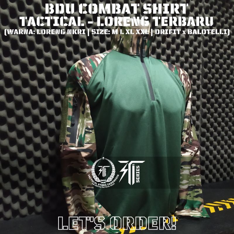 BDU Combat Shirt Loreng NKRI / Loreng TNI AD Terbaru Balotelli Kombinasi Drifit - Kaos Tactical Loreng NKRI