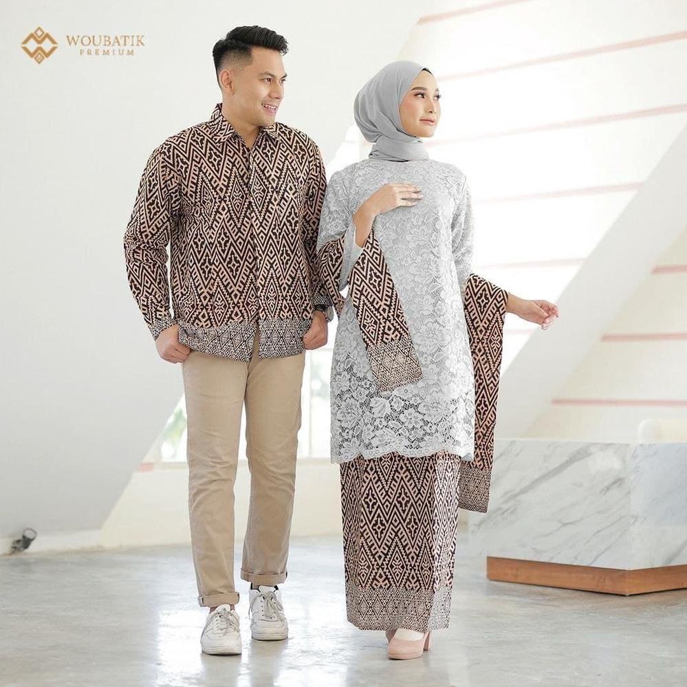 WOU BATIK PREMIUM - Kebaya Batik Couple Laskita Katun Prima Atasan Brokat Premium Rok Span Pinggang 