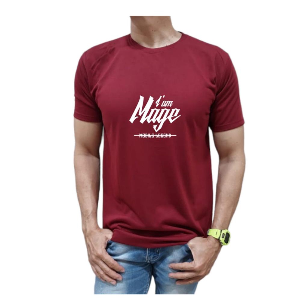 KAOS PRIA BAHAN KATUN MODEL TULISAN I AM MAGE MOBILE LEGEND NYAMAN DIPAKAI TIDAK PANAS