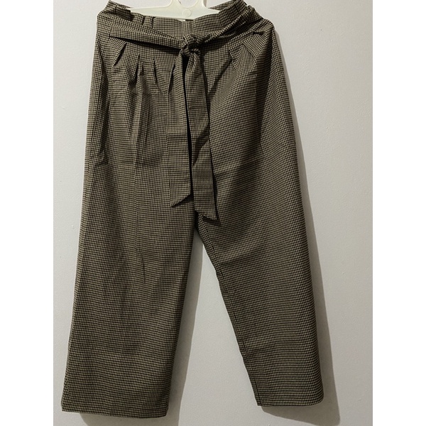 Zara Brown Houndstooth Long Pants
