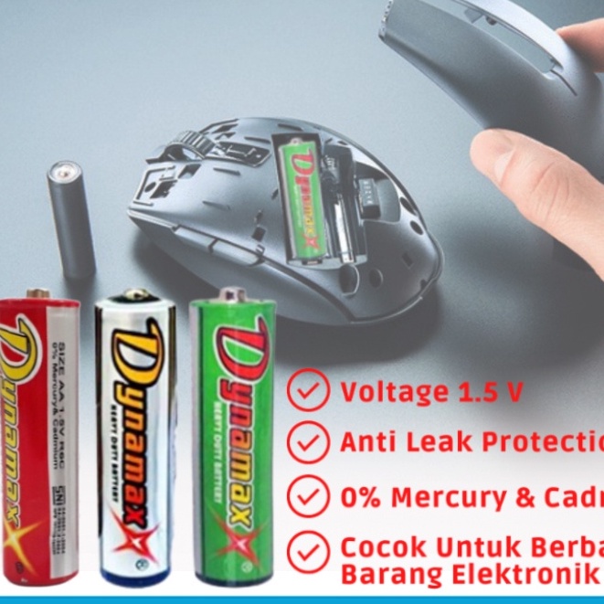 Baterai AA A2 Dynamax Abu Eco Black 1.5V Battery Power Kualitas SNI Batu Batere Batre Batrai LR6 R6C