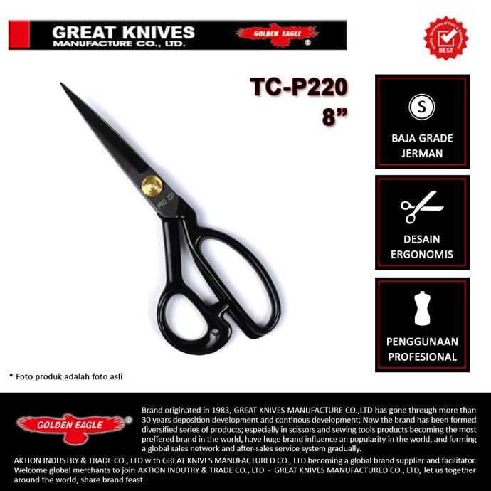

Gunting Potong Bahan Kain Golden Eagle 8 inch TC-P220 - Tailor Scissor