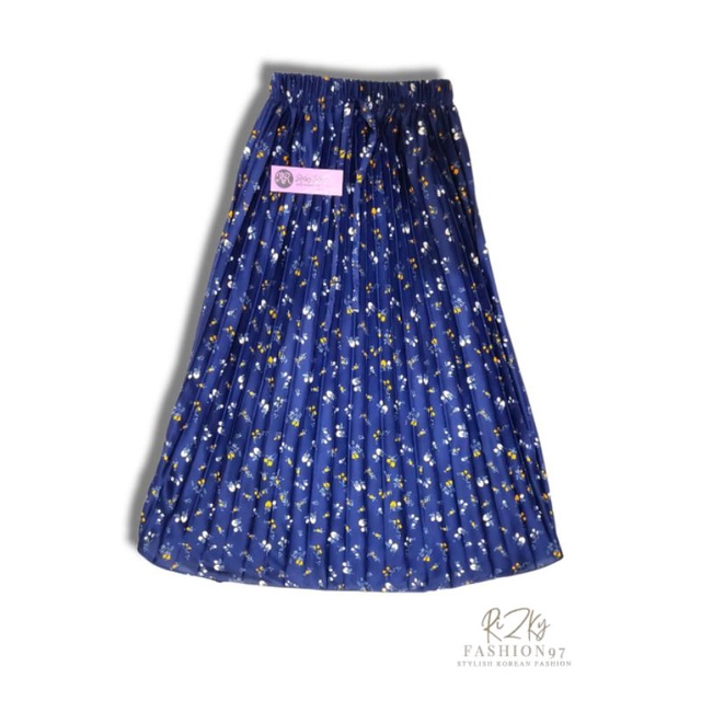 Rok plisket anak trendy pompom motif bunga Melati / rok anak motif bunga Melati 5-12 tahun M L XL XXL / Murah cod / rok anak perempuan /