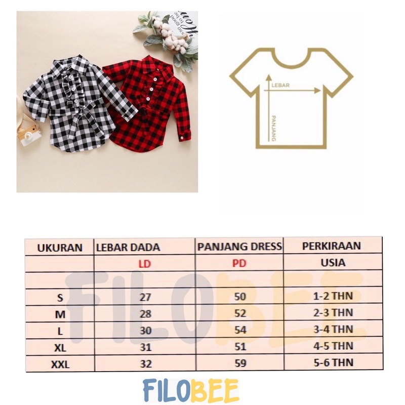 DRESS ANAK/DRESS ANAK KOTAK KOTAK/DRESS ANAK LENGAN PANJANG/KERAH/TUNIK ANAK/BISA COD