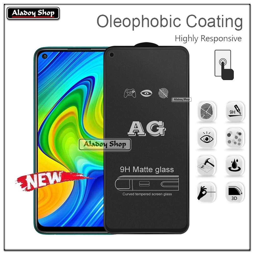 Paket 3IN1 Tempered Glass Layar Matte Anti Glare XIAOMI REDMI NOTE 9 Free Tempered Glass Camera dan Skin Carbon