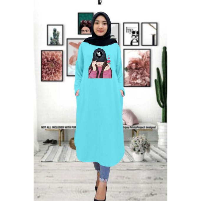 Tunik wanita DTF CEWEK TOPI / tunik murah / tunik kekinian / tunik panjang / tunik import / tunik jumbo