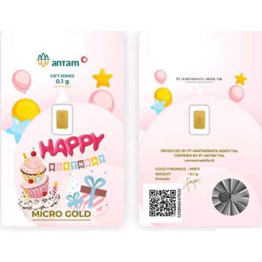 Logam Mulia 0.1 gram gift series happy bday cake