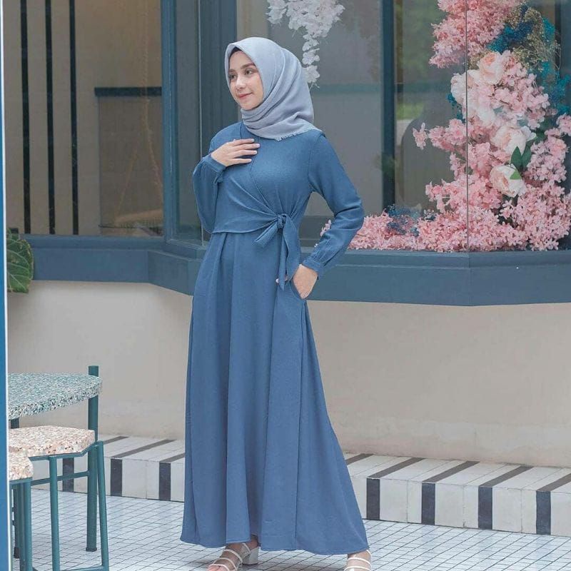 Tiara dress, dress wanita, crinkel airflow, gamis muslim remaja kekinian