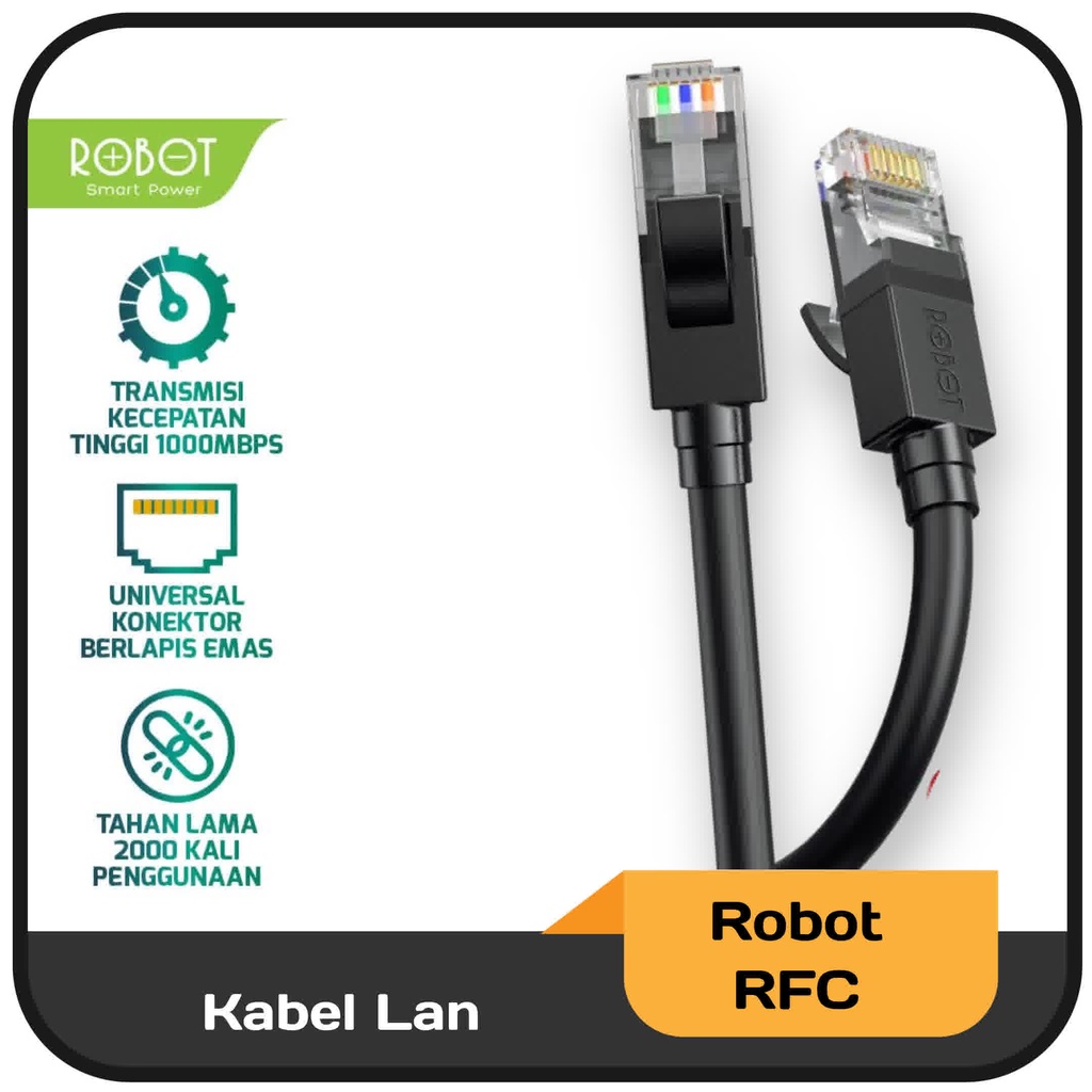 Kabel Lan Robot RFC UTP Cat 6 Compatible with all RJ45 - Hitam