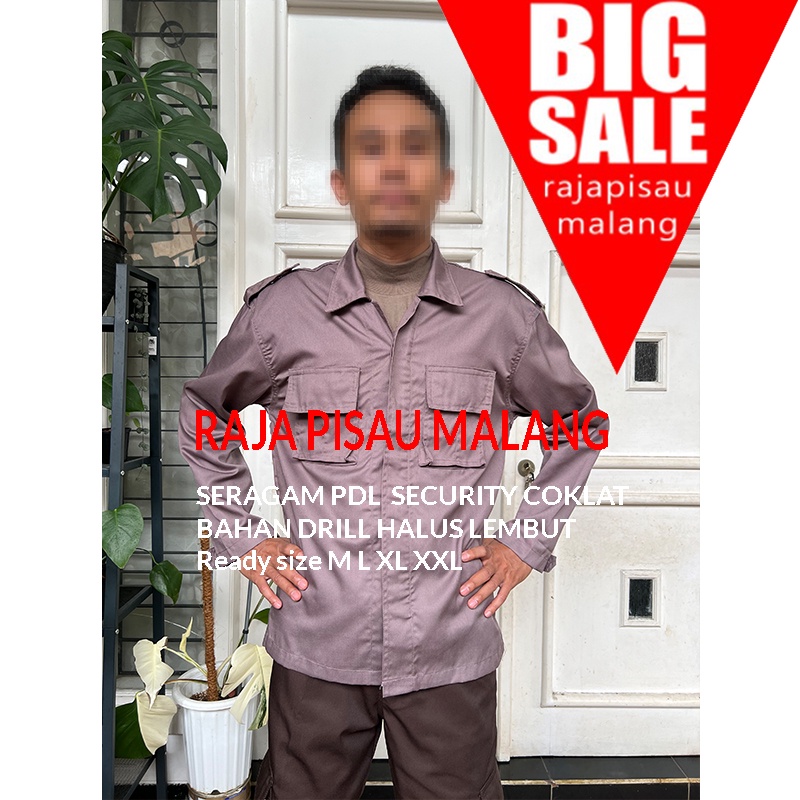 1 SETEL pdl satpam/baju pdl satpam/seragam satpam/baju security/pdl security - M, Grade A PDL COKLAT