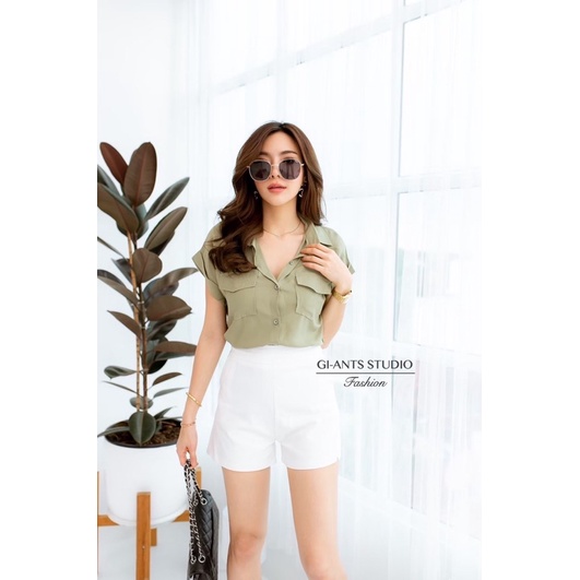 KEMEJA GIANTS BASIC BLOUSE IMPORT BANGKOK (BJFS131)