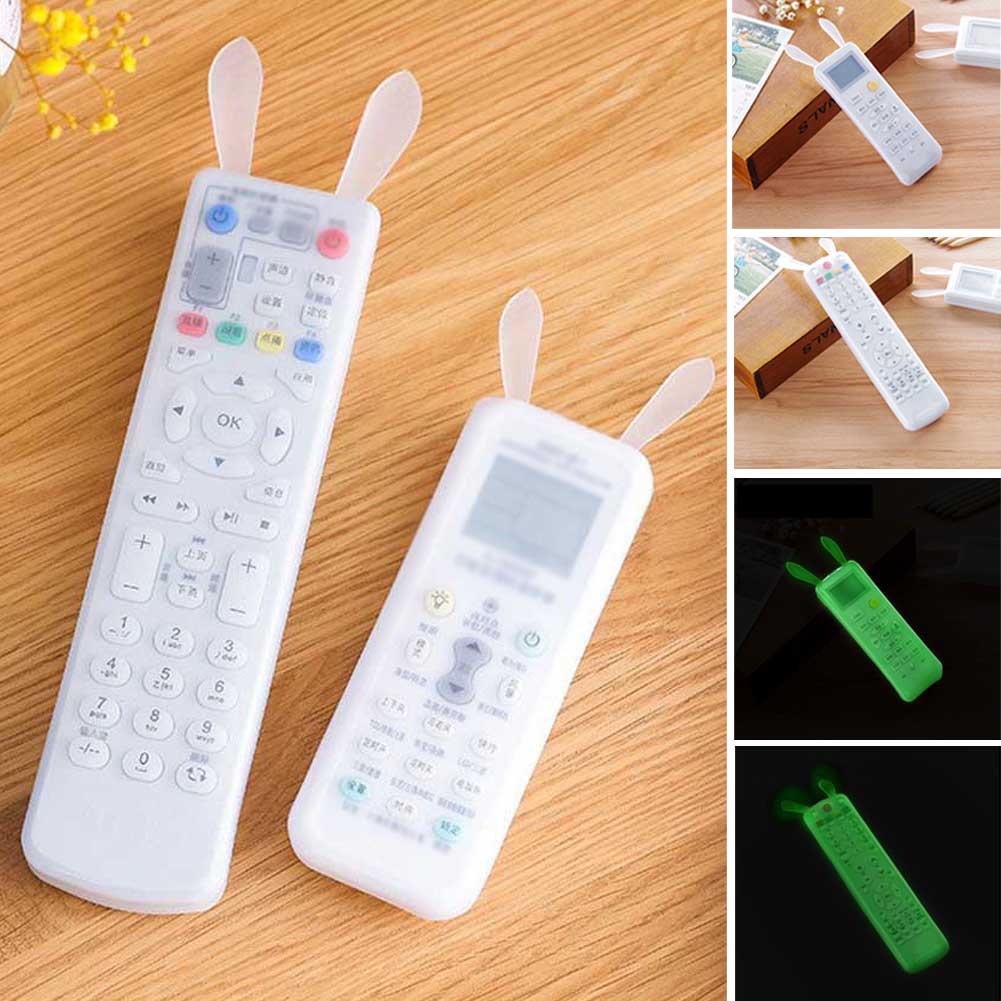 Lucu Kartun Telinga Kelinci Remote Control Case Silikon Transparan Tahan Air Tahan Debu Tas Remote Control Cover Pelindung