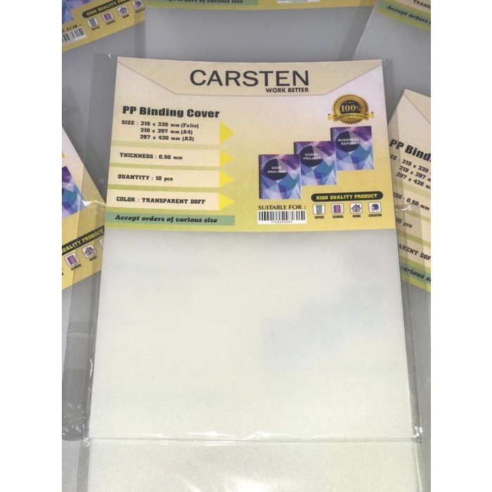 

CUCI GUDANG Cover jilid mika tebal doff 0.50 mm A4 (1 pak isi 10 lembar) Code 2809