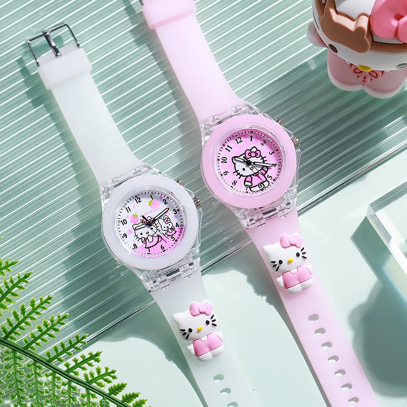 Jam Tangan Anak-anak Disney series Jam tangan anak perempuan Minnie &amp;Mickey Glowing Melody Kartun Mahasiswa Kulomi Balita Bayi Warna-warni Berkedip  Jam Tangan Elektronik