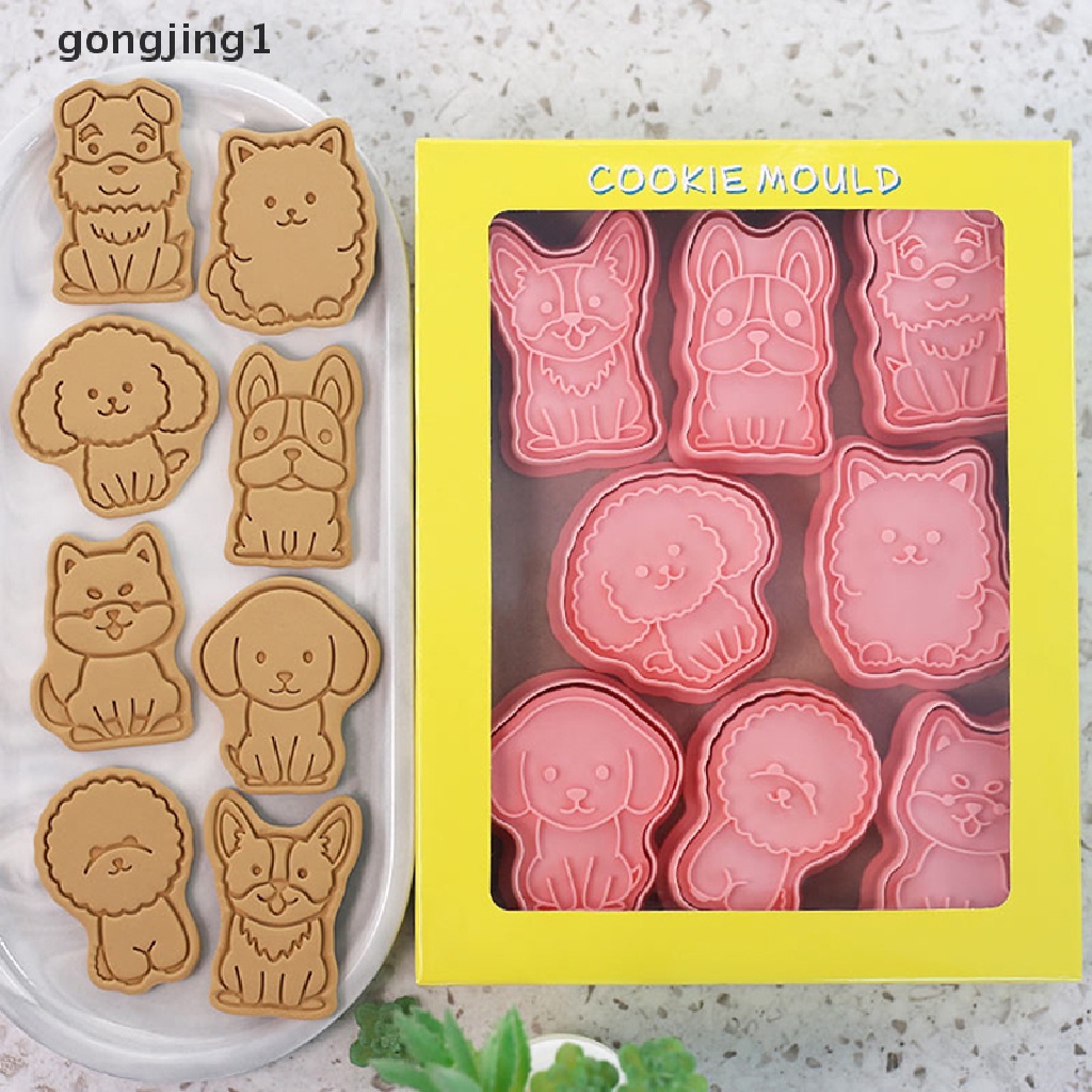 Ggg 8PCS 3D Dog Bakeware Cetakan Biskuit DIY Cookie Tools Hadiah Kue Decorag Tool ID