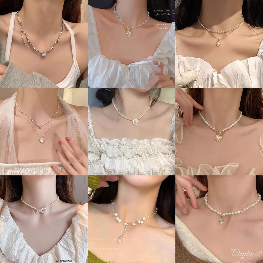 Berlian Cinta Mutiara Kalung Perempuan Ringan Mewah Komuter Sweater Rantai 2022 Kepribadian Baru Rantai Leher Canggih
