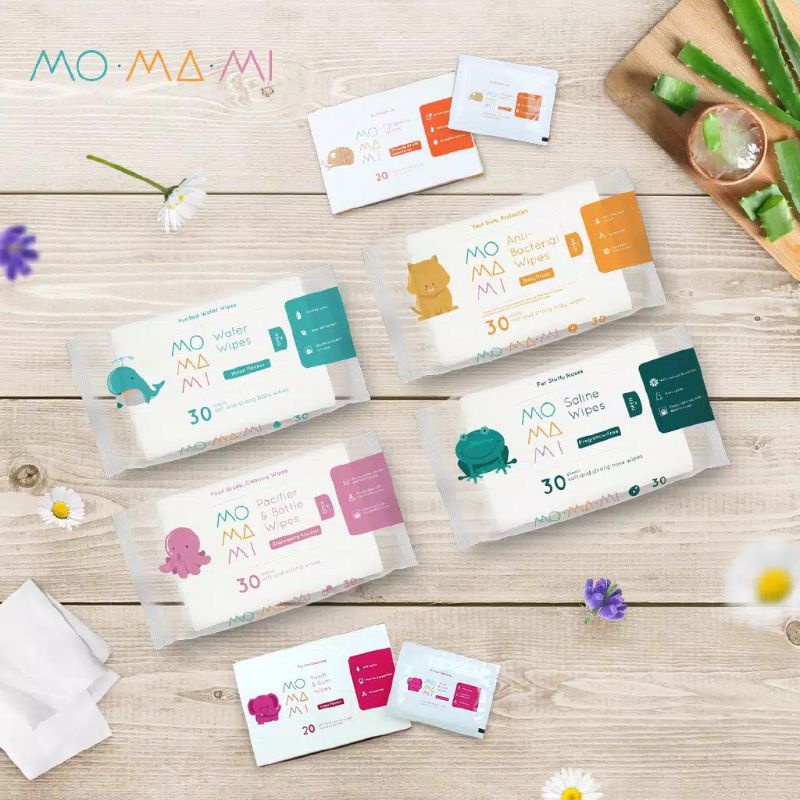 Momami Antibacterial / Water / Saline Wipes | Tissue Basah | Tisu Bayi