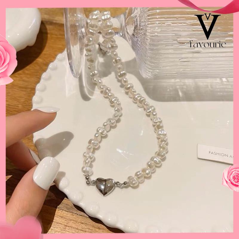 CODKalung Wanita Mutiara Cinta Serba Gesper Magnet Desain Sense Aksesori Rantai Tulang Selangka-FA