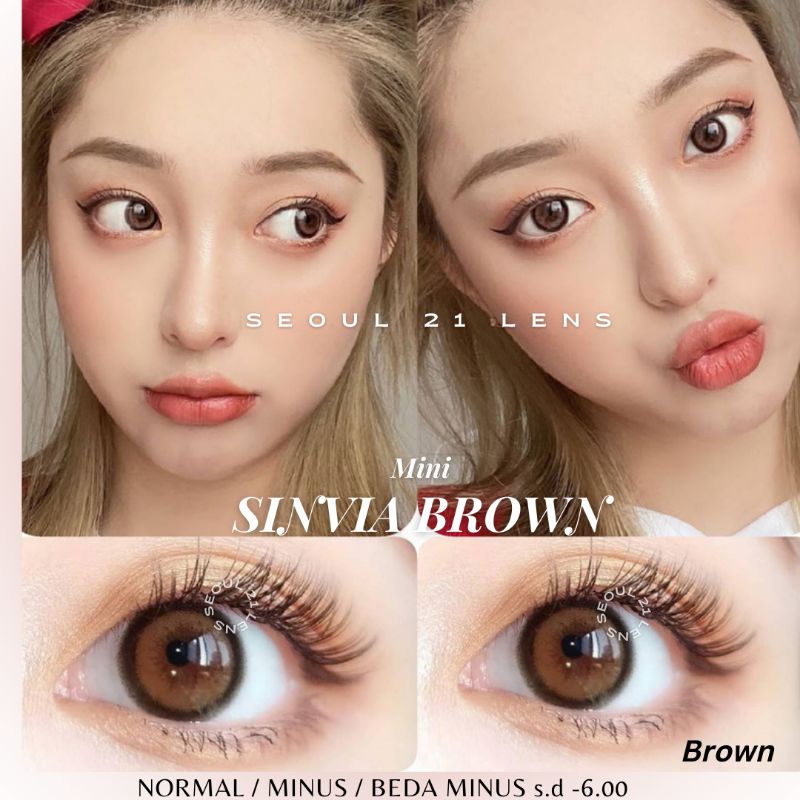 SOFTLENS MINI SINVIA KITTY KAWAII GRAY BROWN NORMAL MINUS