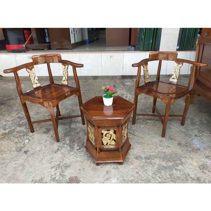 KURSI TERAS ANGGUR / KURSI OUTDOOR / KURSI TERAS DEPAN RUMAH / KURSI TERAS KAYU JATI / KURSI LUAR RU