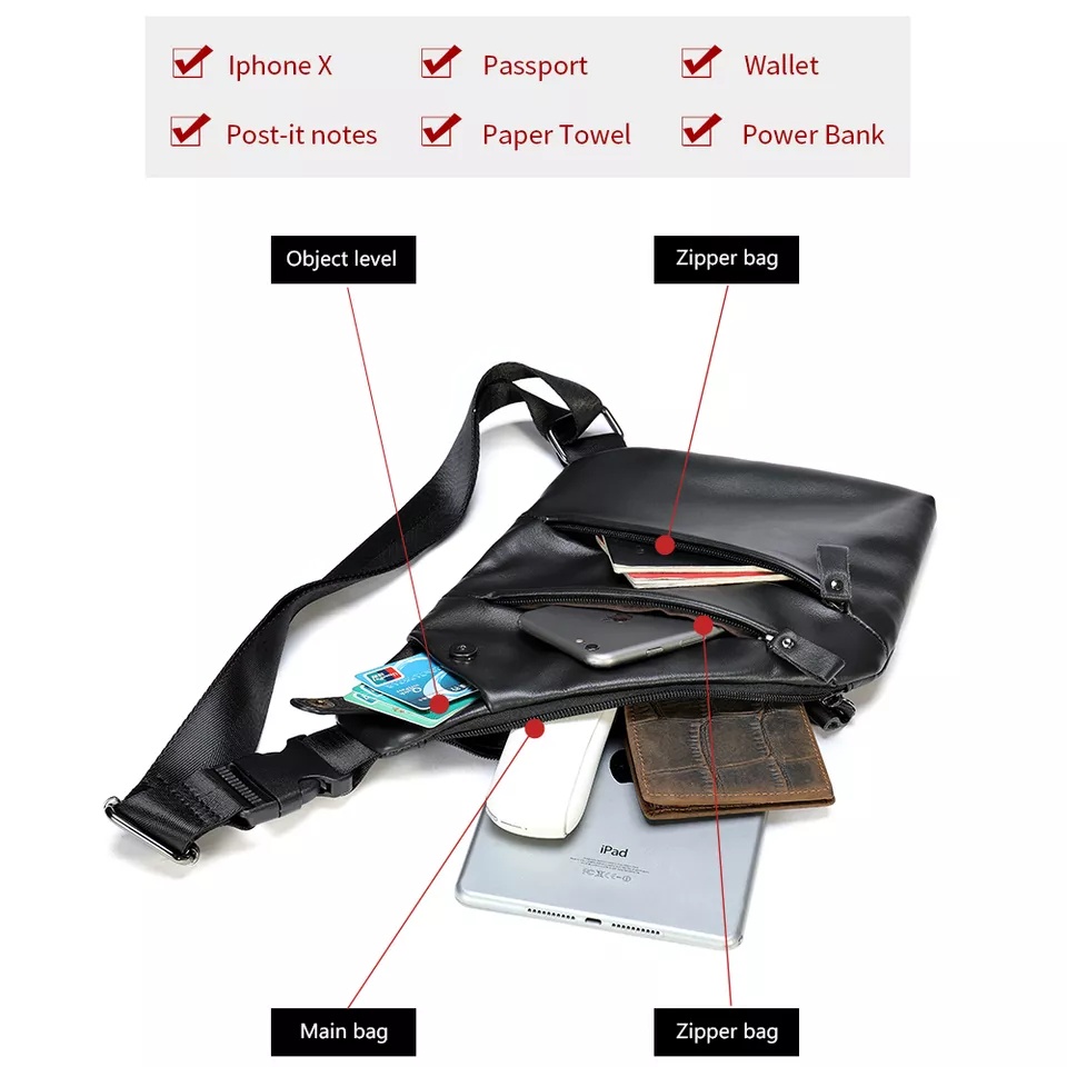 Tas Tipis Kulit Sling Bag / Tas Selempang Kulit Pria / Tas Bahu