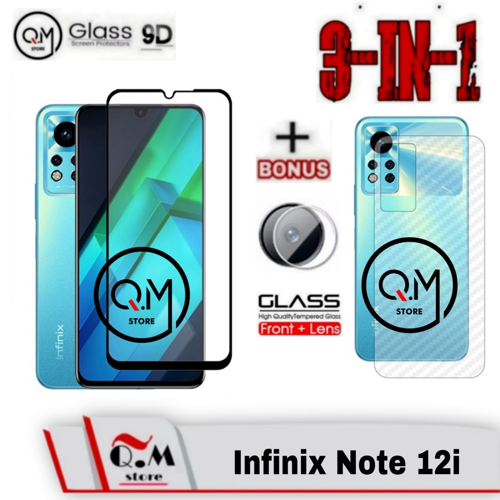 PROMO 3 in1 Tempered Glass Infinix Note 12i Anti Gores Pelindung Layar Handphone Aksesoris