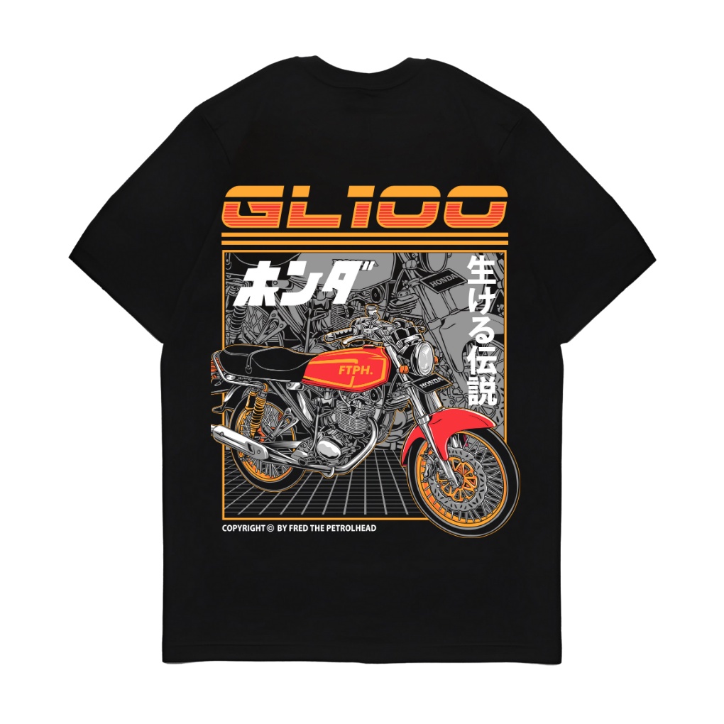 Kaos Baju Atasan Tshirt Lengan Pendek Black Motor GL100 Original FTPH Original Terbaru Kekinian