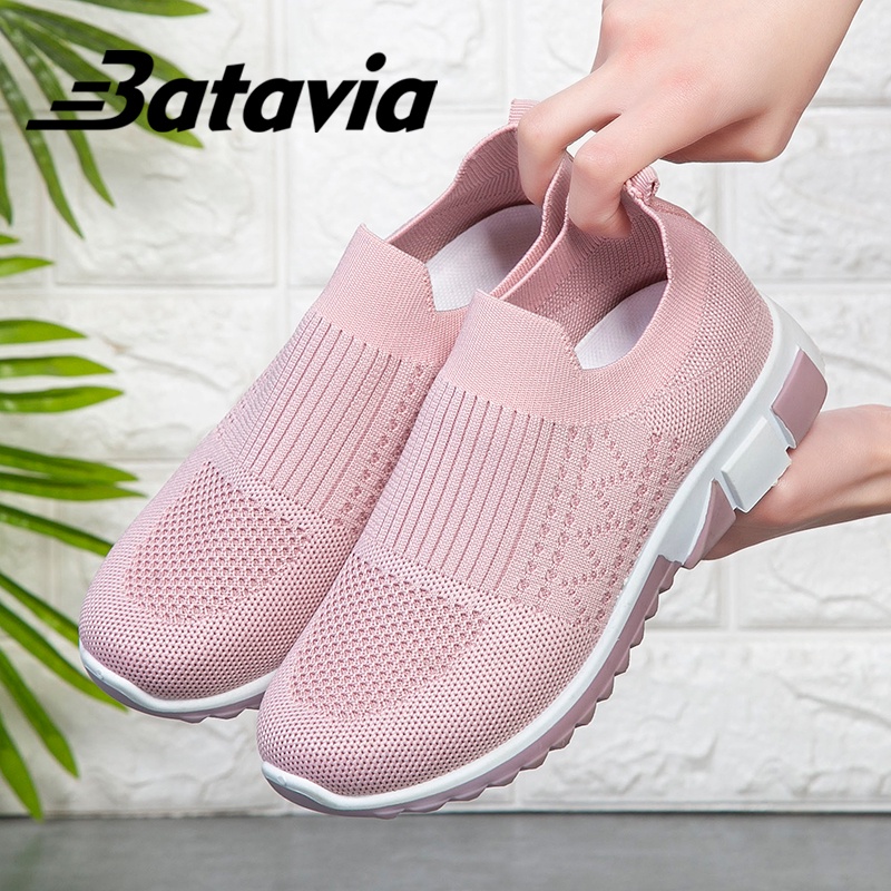 （COD）Batavia Sepatu olahraga impor premium perempuan terbaru rajut sepatu lari Batavia Shoes Fashion  Sport  Original sepatu fashion wanita A21