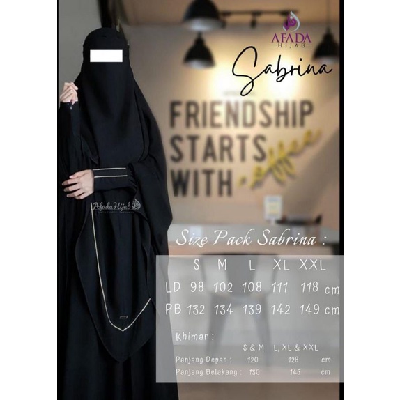 SABRINA by AFADA Set Gamis Khimar bahan Kashmir