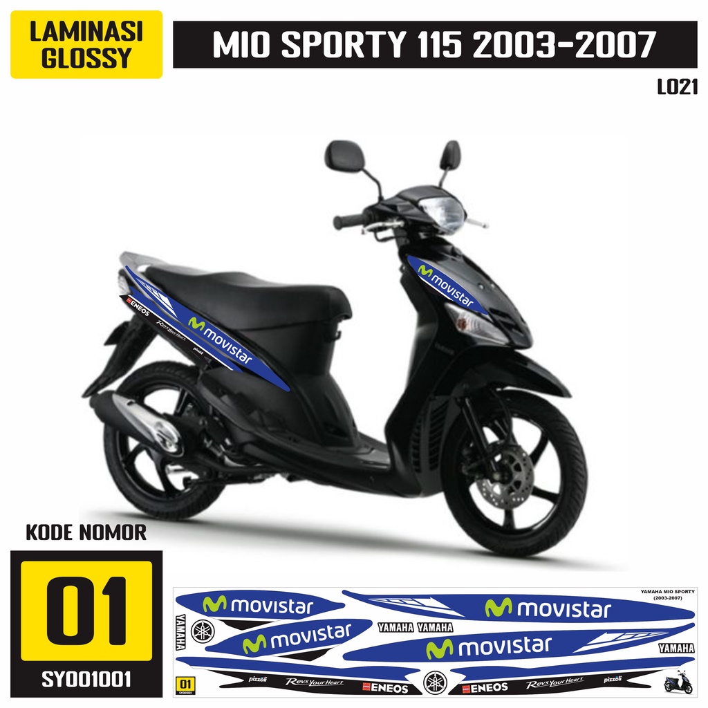 Sticker Striping Yamaha Mio Sporty 2003-2007 Variasi Movistar SY001001 Glossy/Doff Semua Ready Bisa 