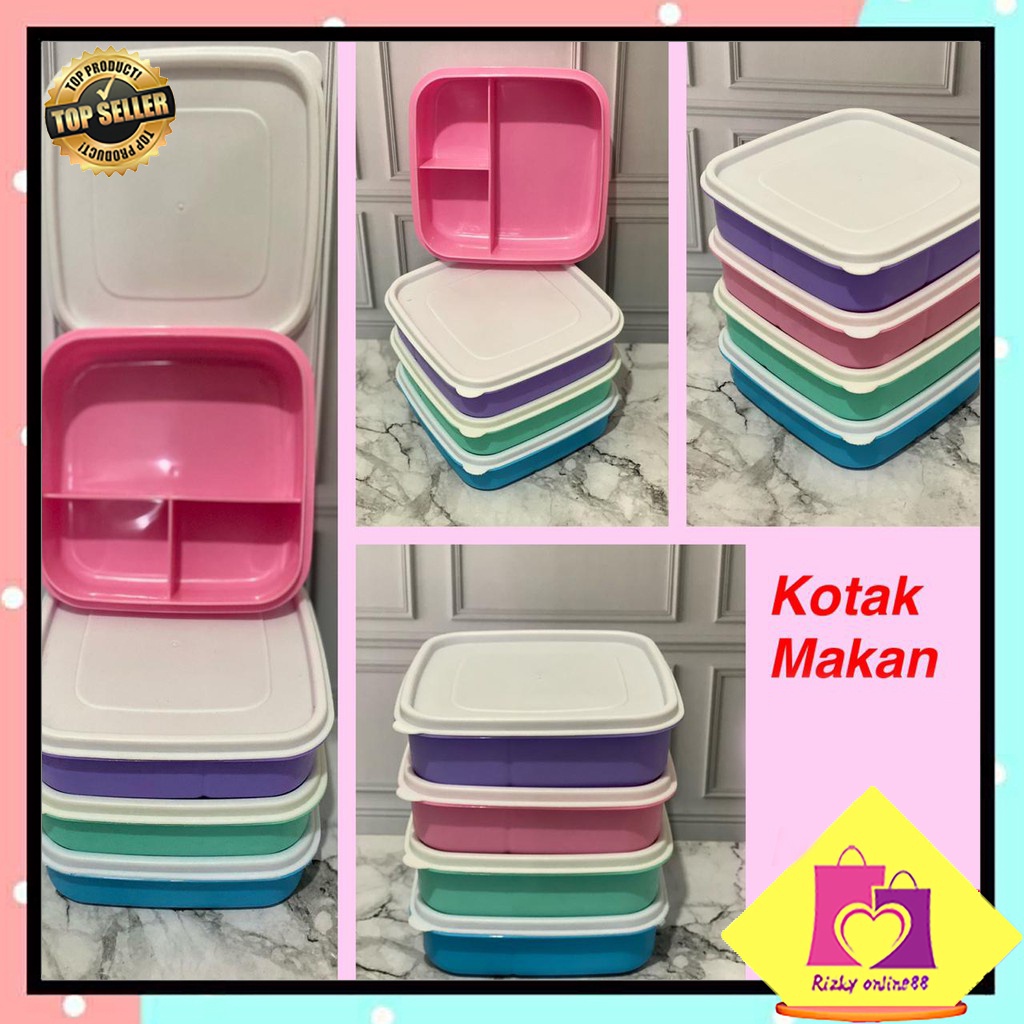 Rizkyonline88 kotak makan sekat  sakura lunch box warna ukuran 600ml KMS001 SAKURA