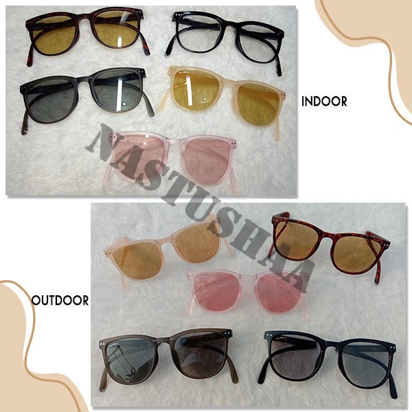 Kacamata Photocromic Pria Wanita Sunglasses Model Lipat Gaya Retro Korean Fashion Kacamata Lensa Photochromic Berubah Warna Anti UV