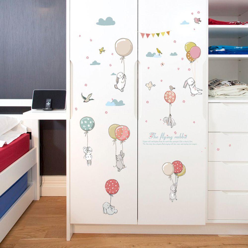 Preva Stiker Dinding Perekat Diri Dekorasi Rumah Kamar Anak Ornamen Kartun Kelinci Balon