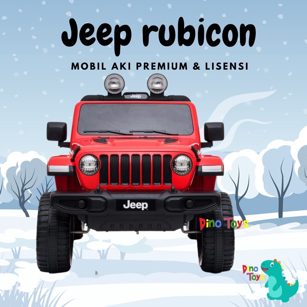 DINO TOYS UNGARAN MOBIL AKI JEEP RUBICON 2023 LISENSI JWR55 BAN KARET JOK KULIT 12V MUAT MAX 30 KG j