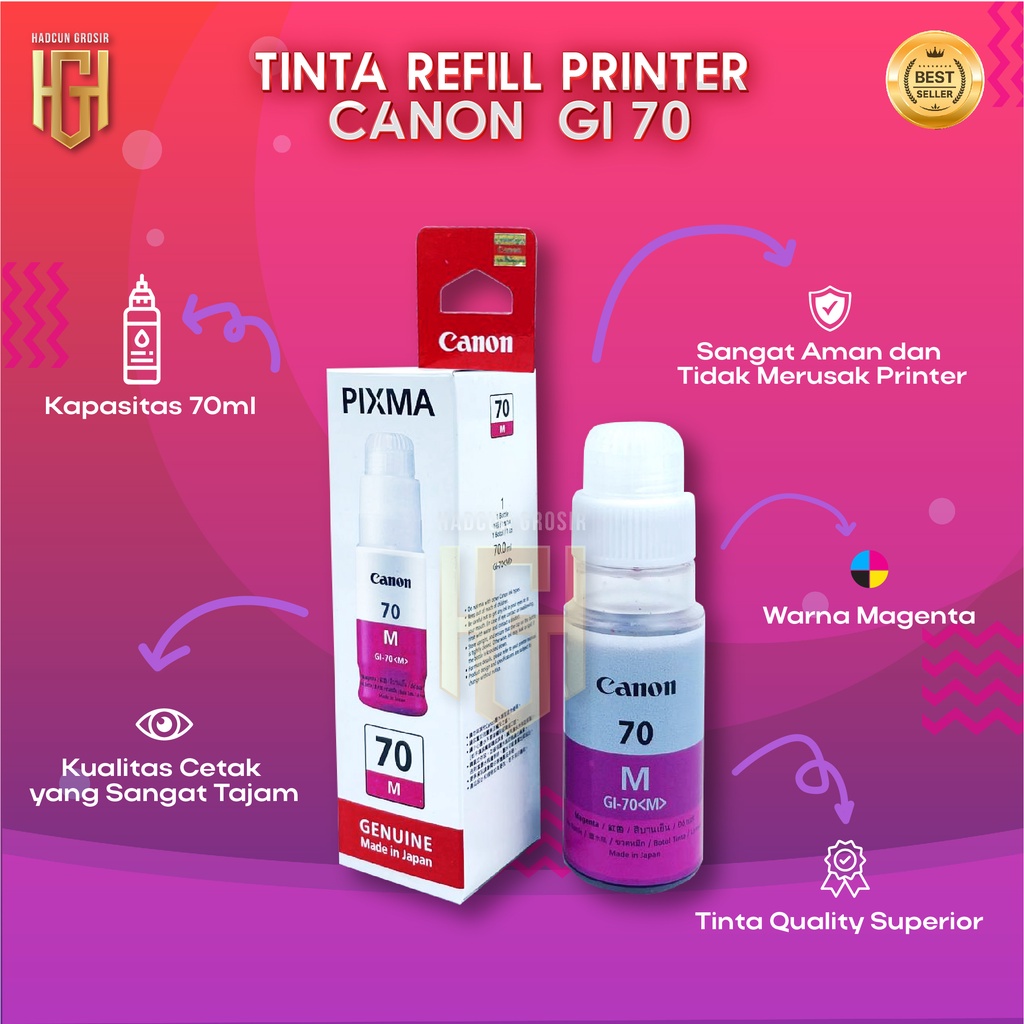 1 SET 4 PCS Tinta Canon Gi 70 Tinta Printer G7070 G5070 G6070 GM2070 GM4070