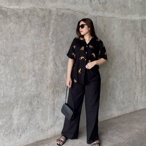 BEFAST - ZEC OOTD KEMEJA LISA / Kemeja Jaguar / Pakaian Casual Wanita / kemeja Bisa Di Jadikan Outer / Termurah / Outift Wanita Ala Korean Style / Kemeja Motif Lengan Pendek